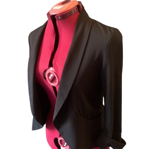 ICONE Black adjusted blazer jacket shawl lapel side pockets - medium - Picture 6 of 9